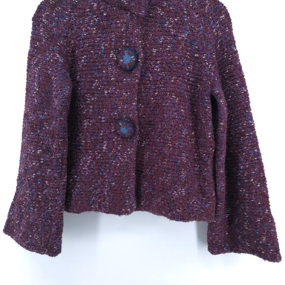 Anthro Curio Vintage Plum Cottagecore Chunky Knit Covered Buttons Petticoat M - Picture 4 of 16